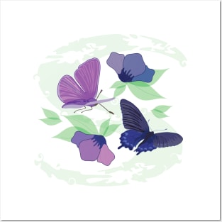 Butterflies and flowers Posters and Art